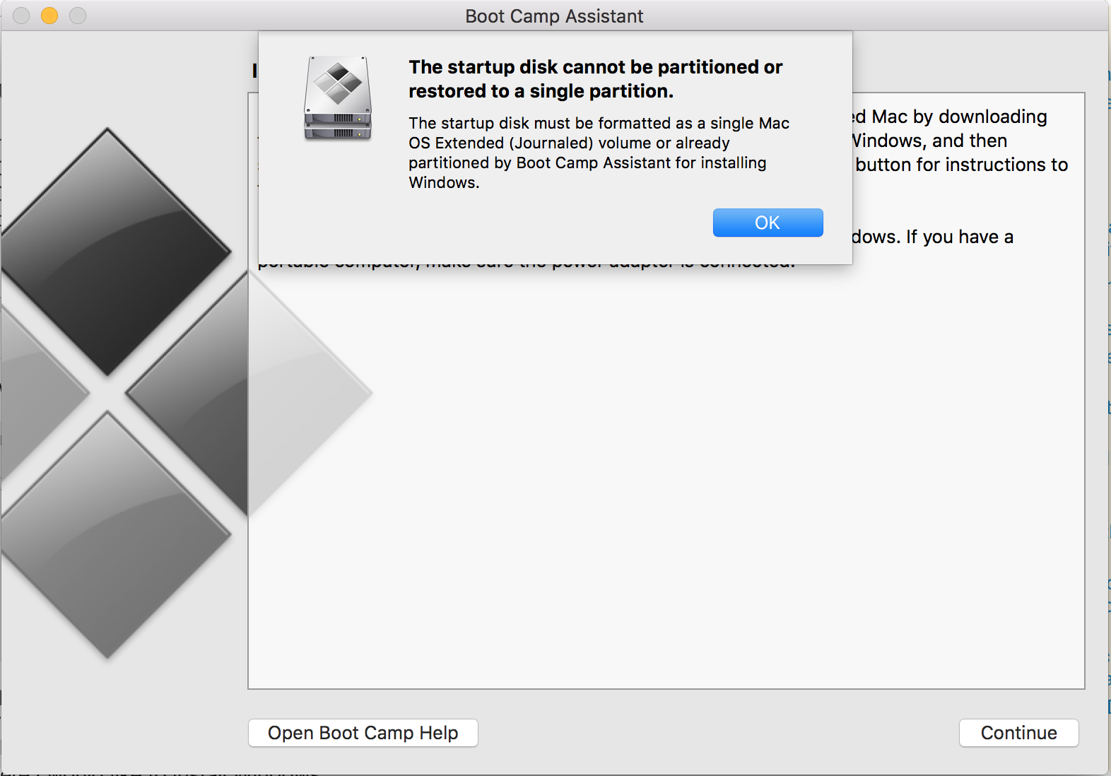 patition disk on mac for windows install
